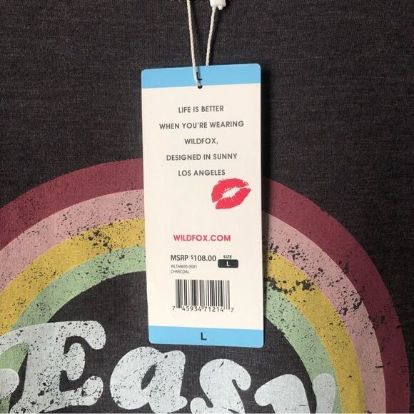 Wildfox NWT statement sweatshirt “Easy does it” rainbow size large - Picture 7 of 9